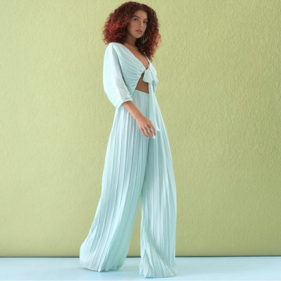 NWOT Andrea Iyamah Thero Jumpsuit - Mint Blue - Picture 3 of 13